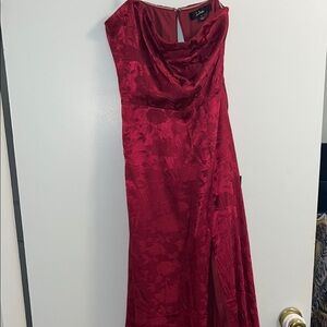 Satin Red Floral Dress